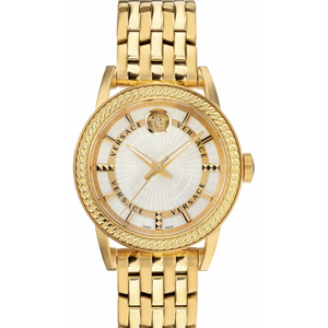 Versace Code Quartz Silver Dial Gold Steel Strap Watch For Men - VEPO00420
