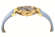 Versace V-Motif Grey Dial Blue Leather Strap Watch for Women - VERE00318