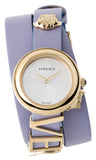 Versace V-Flare Silver Dial Purple Leather Strap Watch for Women - VEBN00318