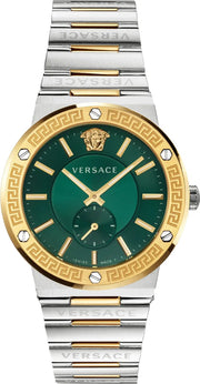 Versace Hellenyium Quartz Green Dial Silver Steel Strap Watch For Men - VEVK00420