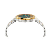 Versace Greca Green Dial Silver Steel Strap Watch for Men - VEVI00420