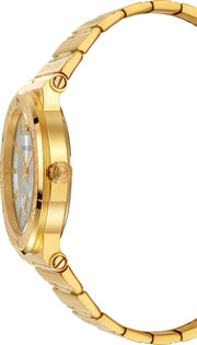 Versace Greca Silver Dial Gold Steel Strap Watch for Men - VEVI00520