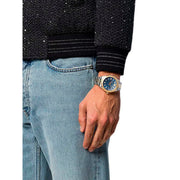 Versace Hellenyium Quartz Blue Dial Two Tone Steel Strap Watch For Men - VEVK00520