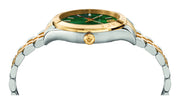 Versace Hellenium Green Dial Two Tone Steel Strap Watch for Men - VEVK00620