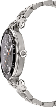 Versace Greca Sport Quartz Black Dial Silver Steel Strap Watch For Men - VEZ300321