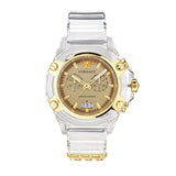 Versace Icon Active Chronograph Gold Dial White Silicone Strap Watch for Men - VEZ700121