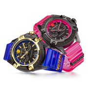 Versace Icon Active Chronograph Black Dial Pink Rubber Strap Watch For Men - VEZ700221