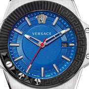 Versace Chain Reaction Blue Dial Two Tone Leather Strap Watch for Men - VEDY00119
