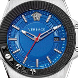 Versace Chain Reaction Blue Dial Two Tone Leather Strap Watch for Men - VEDY00119