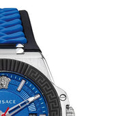 Versace Chain Reaction Blue Dial Two Tone Leather Strap Watch for Men - VEDY00119