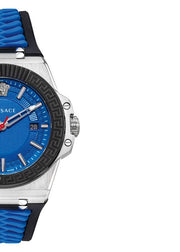 Versace Chain Reaction Blue Dial Two Tone Leather Strap Watch for Men - VEDY00119