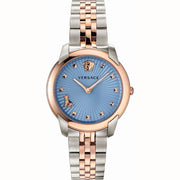 Versace Audrey Quartz Blue Dial Two Tone Steel Strap Watch for Women - VELR00619