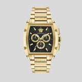 Versace Dominus Chronograph Black Dial Gold Steel Strap Watch For Men - VE6H00523