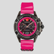 Versace Icon Active Chronograph Black Dial Pink Rubber Strap Watch For Men - VEZ700221