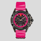 Versace Icon Active Chronograph Black Dial Pink Rubber Strap Watch For Men - VEZ700221