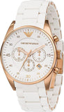 Emporio Armani Sportivo Chronograph White Dial White Rubber Strap Watch For Men - AR5919