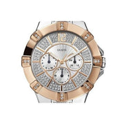 Guess Vista Analog Diamonds Silver Dial Two Tone Steel Strap Watch for Women - W0024L1