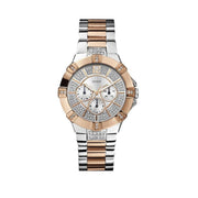 Guess Vista Analog Diamonds Silver Dial Two Tone Steel Strap Watch for Women - W0024L1