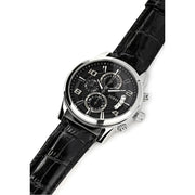 Guess Exec Chronograph Quartz Black Dial Black Leather Strap Watch for Men - W0076G1