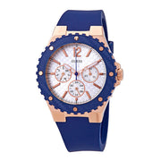 Guess Overdrive White Dial Blue Rubber Strap Watch for Women - W0149L5