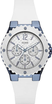 Guess Overdrive Chronograph White Dial White Rubber Strap Watch for Women - W0149L6