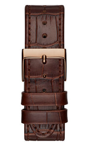 Guess Limelight Analog White Dial Brown Leather Strap Watch For Women - W0775l14
