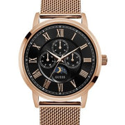 Guess Delancy Black Dial Rose Gold Mesh Bracelet Watch for Men - W0871G5
