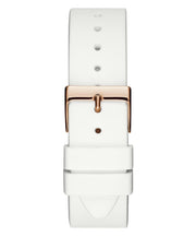 Guess G Twist White & Gold Dial White Silicone Strap Watch For Women - W0911L5