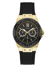 Guess Black Dial Black Rubber Strap Watch For Women - W1053L7