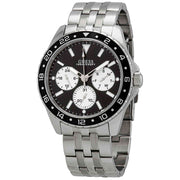 Guess Odyssey Black Dial Silver Steel Strap Watch For Men - W1107G1