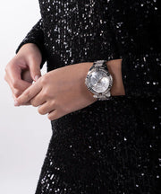 Guess Frontier Diamonds Silver Dial Silver Steel Strap Watch For Women - W1156L1