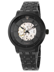 Maserati Granturismo Sport GT Skeleton Black Dial Black Steel Strap Watch For Men - R8823134003