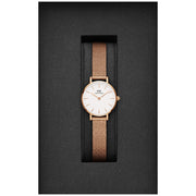 Daniel Wellington Petite Pressed Melrose White Dial Gold Mesh Bracelet Watch For Women - DW00100447