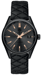 Tag Heuer Carrera Special Edition Black Dial Black Leather Strap Watch for Women - WAR1113.FC6392