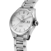 Tag Heuer Carrera Calibre 5 Automatic White Dial Silver Steel Strap Watch for Men - WAR201B.BA0723