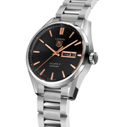 Tag Heuer Carrera Calibre 5 Automatic Black Dial Silver Steel Strap Watch for Men - WAR201C.BA0723