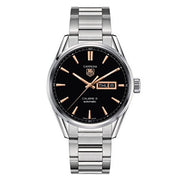 Tag Heuer Carrera Calibre 5 Automatic Black Dial Silver Steel Strap Watch for Men - WAR201C.BA0723
