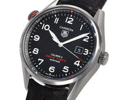 Tag Heuer Carrera Calibre 5 Drive Timer Black Dial Black Leather Strap Watch for Men - WAR2A10.FC6337