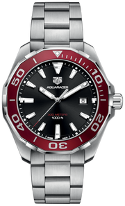 Tag Heuer Aquaracer Black Dial Silver Steel Strap Watch for Men - WAY101B.BA0746