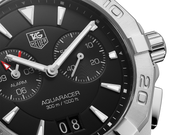 Tag Heuer Aquaracer Quartz Black Dial Silver Steel Strap Watch for Men - WAY111Z.BA0928