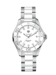 Tag Heuer Aquaracer Diamonds White Dial Two Tone Steel Strap Watch for Women - WAY131D.BA0914