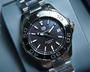 Tag Heuer Aquaracer Quartz Black Dial Silver Steel Strap Watch for Women - WAY131K.BA0748