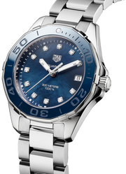 Tag Heuer Aquaracer Diamonds Blue Dial Silver Steel Strap Watch for Women - WAY131L.BA0748