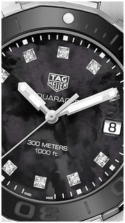 Tag Heuer Aquaracer Quartz Black Dial Silver Steel Strap Watch for Women - WAY131M.BA0748
