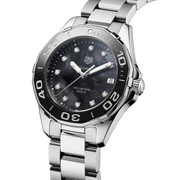 Tag Heuer Aquaracer Quartz Black Dial Silver Steel Strap Watch for Women - WAY131M.BA0748