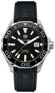 Tag Heuer Aquaracer Calibre 5 Automatic Black Dial Black Rubber Strap Watch for Men - WAY201A.FT6142
