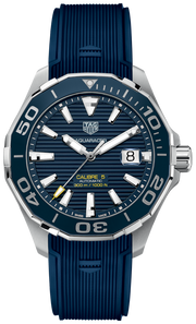 Tag Heuer Aquaracer Calibre 5 Automatic Blue Dial Blue Rubber Strap Watch for Men - WAY201B.FT6150