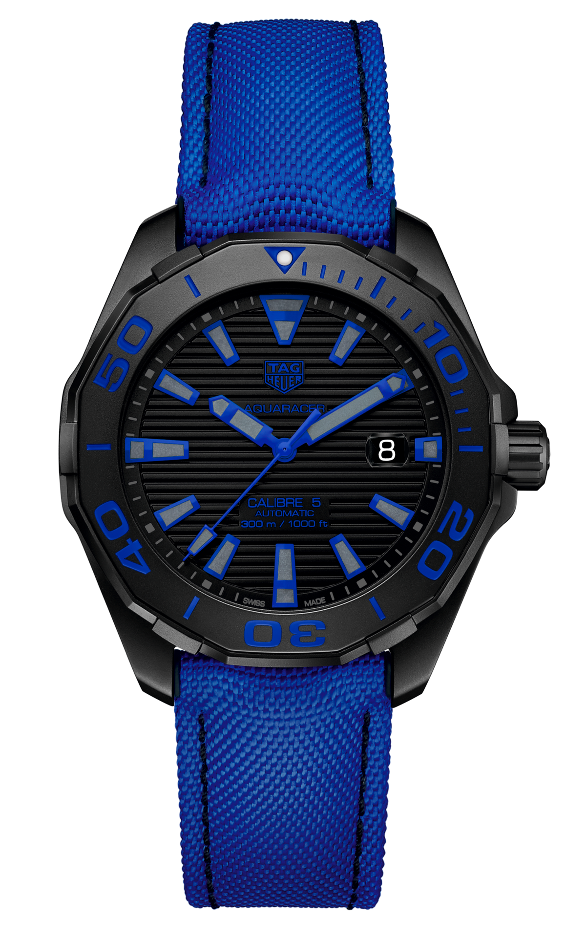Tag Heuer Aquaracer Calibre 5 Automatic Titanium Black Dial Blue Nylon