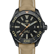 Tag Heuer Aquaracer 300 Calibre 5 Automatic Black Dial Brown Nylon Strap Watch for Men - WAY208C.FC6383