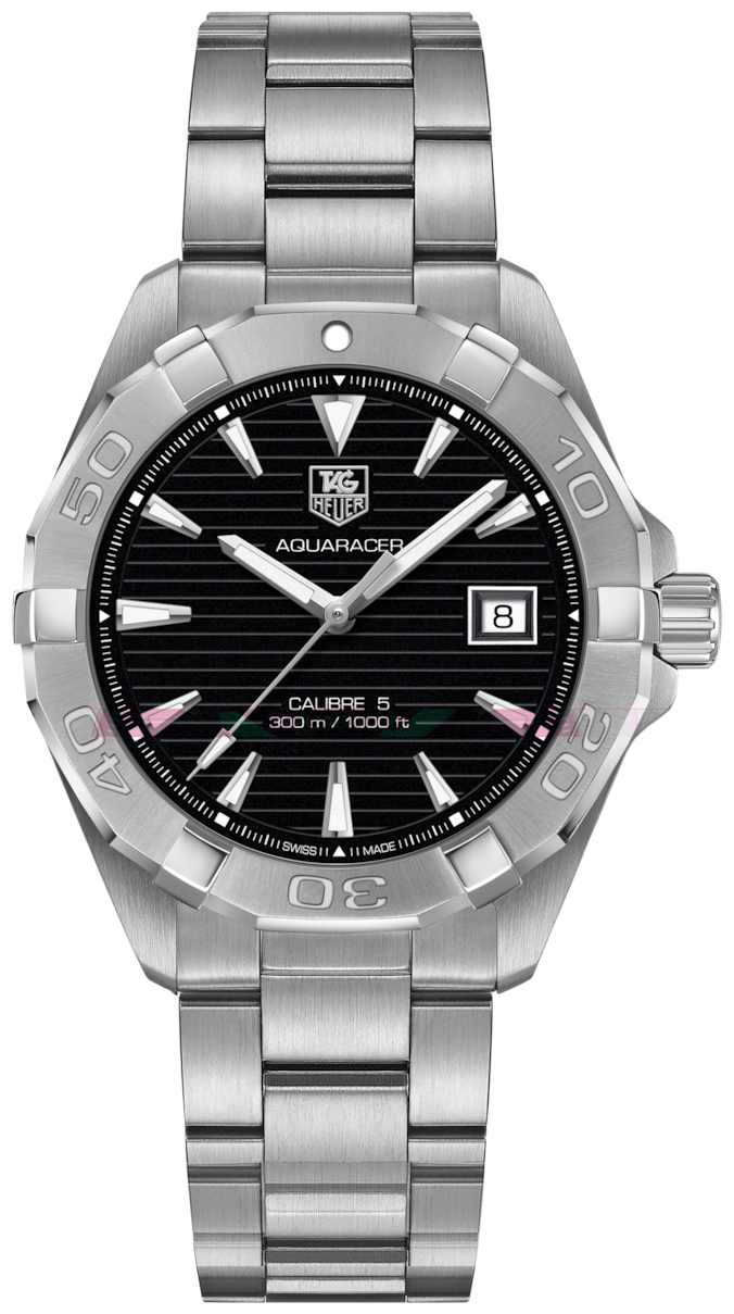 Tag Heuer Aquaracer Automatic Black Dial Silver Steel Strap Watch for Men - WAY2110.BA0928